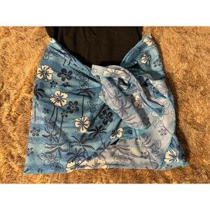 Vintage Baltex Swim Cover Up Wrap Tropical Floral One Size blue white palms